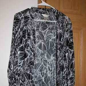 Women's Black Floral Cardigan by Christopher & Banks Size XL